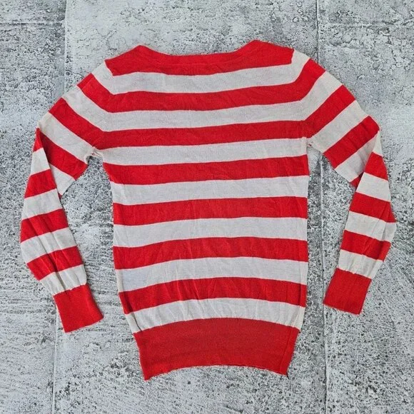 Papaya Women Top Long Sleeve Striped Light Weight Sweater V Neck Size S - Picture 7 of 8
